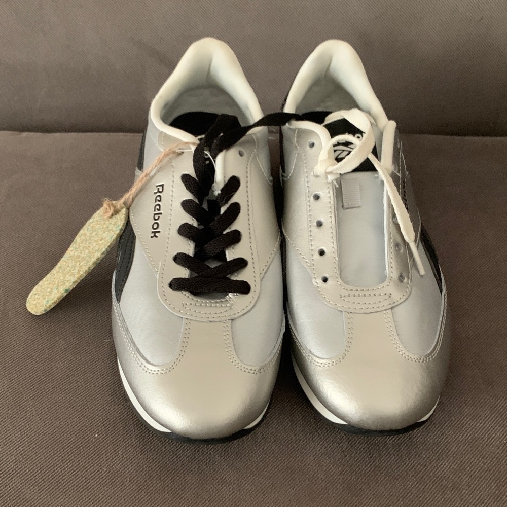 Reebok Silver and Black Retro Low-Top Sneakers